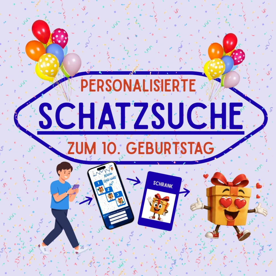 Interaktive personalisierte Schatzsuche zum 10. Geburtstag (Junge)
